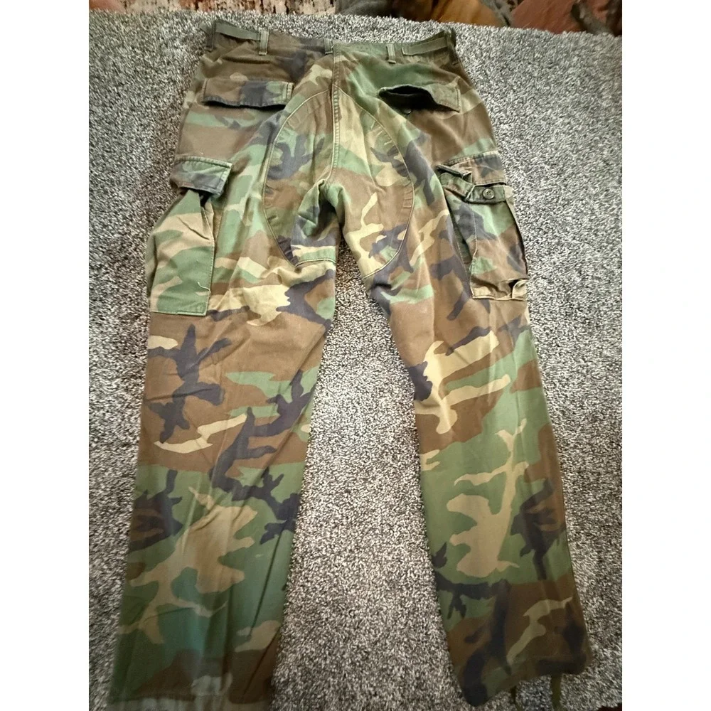 Vintage Woodland Camo Cargo Pants Mens 36x30 Military Combat Trousers BDU